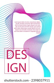 Linear gradient waves poster. Grid lines. Minimalistic abstract creativity and art. Blue and violet pattern. Template and layout. Cartoon flat vector illustration isolated on grey background