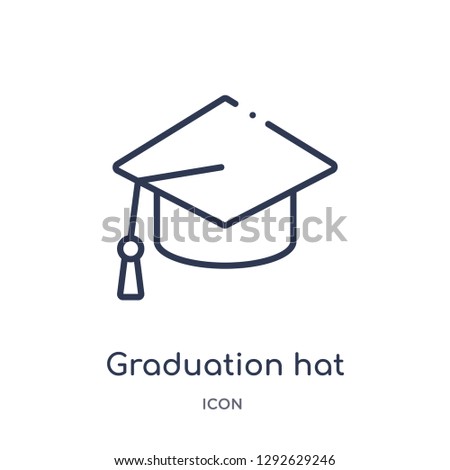 Linear graduation hat icon from Education outline collection. Thin line graduation hat icon vector isolated on white background. graduation hat trendy illustration