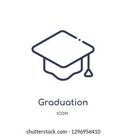 Linear graduation mortarboard icon from Education outline collection. Thin line graduation mortarboard icon isolated on white background. graduation mortarboard trendy illustration