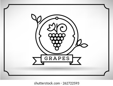 Linear Grapes Vector Icon 