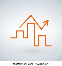 Linear Graph Icon in trendy flat style isolated on modern background. Chart bar symbol for your web site design, logo, app, UI. Vector illustration,