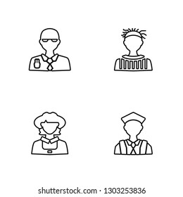 Linear Graphic de, Farmer, Soccer player, Student Vector Illustration Of 4 outline Icons. Editable Pack Of Graphic de, Farmer, Soccer player, Student