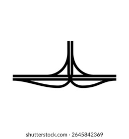 linear graphic depicts a simplified highway overpass, conveying concepts of transit, infrastructure, and interconnectedness. design is versatile for wayfinding, mapping, or transportation visuals