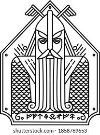 Linear graphic image of a Viking