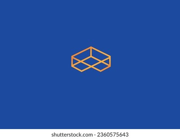 linear graphic logo on blue background