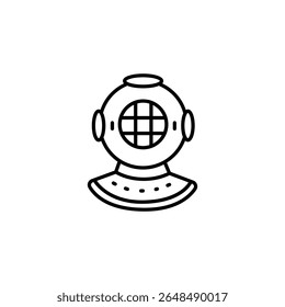 Linear Graphic Of An Old Diving Helmet With Transparent Background