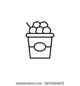 Linear Graphic Representing Chicken Bites Bucket With Transparent Style