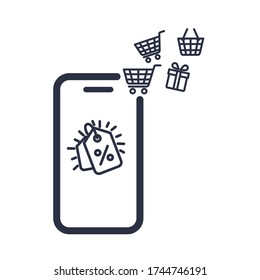 Linear graphics. online purchases. purchases through the mobile application. Discounts.