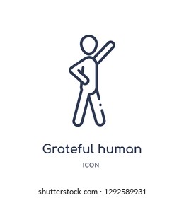 Linear grateful human icon from Feelings outline collection. Thin line grateful human icon vector isolated on white background. grateful human trendy illustration
