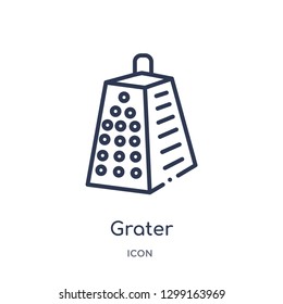 Linear grater icon from Kitchen outline collection. Thin line grater icon isolated on white background. grater trendy illustration