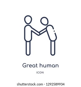 Linear great human icon from Feelings outline collection. Thin line great human icon vector isolated on white background. great human trendy illustration