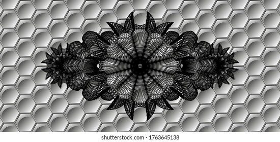 Linear grey style geometric pattern realistic badge. Trendy delicate background. Artistic illustration. 