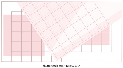 Linear grid with geometric shapes, squares, triangle.Abstract art background with geometric elements.Vector illustration