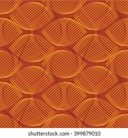 Linear grid pattern, leaves, seamless vector background.
