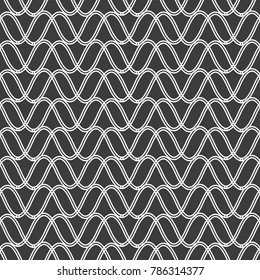 Linear grid pattern, seamless vector background.White and black