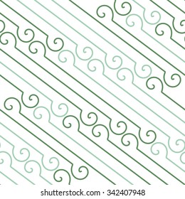 Linear grid pattern, spiral, seamless vector background.