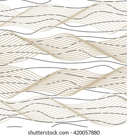 Linear grid pattern, wave, seamless vector background.