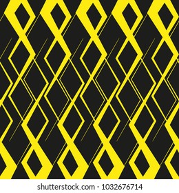 Linear grid pattern, zigzag, seamless vector background.Modern stylish texture.Black and yellow