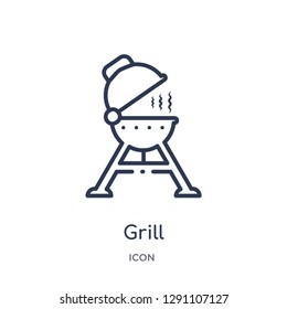 Linear grill icon from Camping outline collection. Thin line grill vector isolated on white background. grill trendy illustration