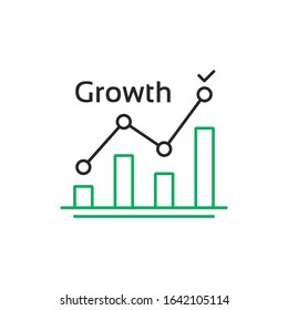 linear growth icon like goal achievement. concept of efficient predict or lead generation achievement. outline flat style modern marketing logotype graphic design element isolated on white background