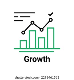 icono de crecimiento lineal como logro de objetivos. concepto de logro de predicción eficiente o de generación de plomo. esquema de estilo plano moderno de marketing logotipo de diseño gráfico aislado en fondo blanco