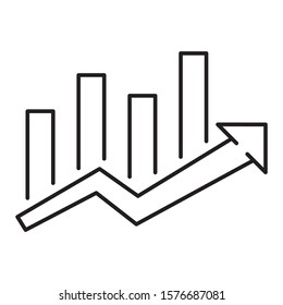 Linear Growth Vector Icon design, Increament and Upward Rising Arrow concept