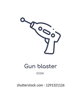 Linear gun blaster icon from Astronomy outline collection. Thin line gun blaster vector isolated on white background. 