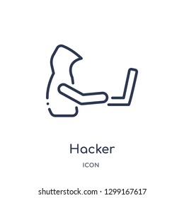 Linear hacker icon from Internet security outline collection. Thin line hacker icon isolated on white background. hacker trendy illustration