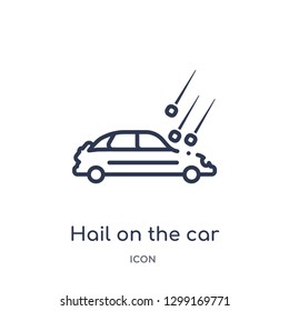 Linear hail on the car icon from Insurance outline collection. Thin line hail on the car icon isolated on white background. hail on the car trendy illustration