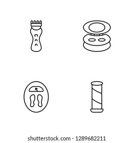 Linear Hair Clipper, Big Scale, Little Makeup Box, Barber Shop Vector Illustration Of 4 outline Icons. Editable Pack Of Hair Clipper, Big Scale, Little Makeup Box, Barber Shop