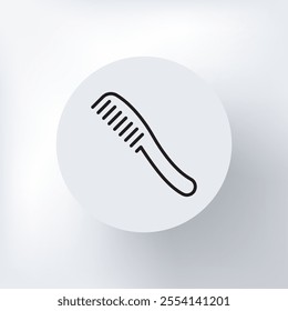 Linear hairbrush icon in a circle on a light background, minimalist design.