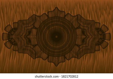 Linear Hairy Brown fur badge. Animal luxurious background. Illustration. 