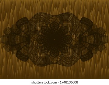 Linear Hairy Brown fur emblem. Animal fashionable background. Vector illustration. 