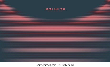 Lineares, halbtoniges Muster, Vektorsymbol, Halbkreis, roter schwarzer Neat abstrakter Hintergrund. Retrowave Synthwave Retro Futurism Design Minimalist Art Style Abstraktion. Halbtone, gestreifte Stripteppichdekoration