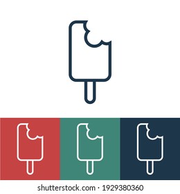 Linear half-eaten ice cream vector icon with