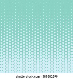 Linear halftone. Abstract background with decreasing dots. Vector illustration. Imitation of raster effect. Gradual transition between colors. Light background for comics and pop art.