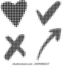Linear halftone dots. halftone arrows