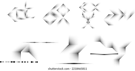 Linear halftone dots .Design elements for posters, social media, promotion,  flyer, covers .Dotted elements .vector illustration