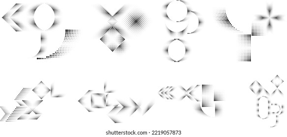 Linear halftone dots .Design elements for posters, social media, promotion,  flyer, covers .Dotted elements .vector illustration