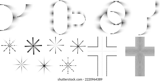 Linear halftone dots .Design elements for posters, social media, promotion,  flyer, covers .Dotted elements .vector illustration