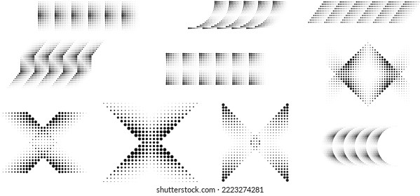 Linear halftone dots .Design elements for posters, social media, promotion,  flyer, covers .Dotted elements .vector illustration