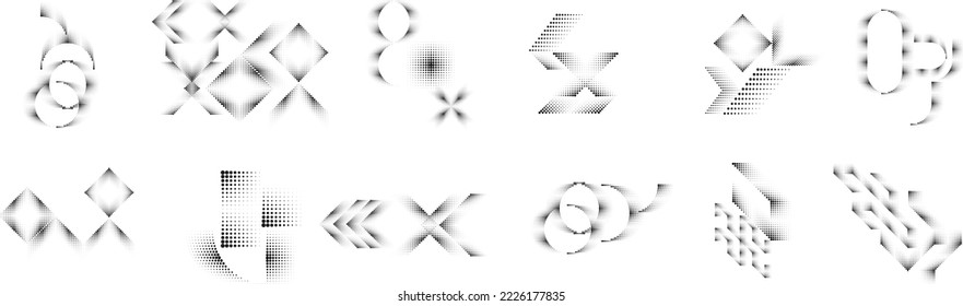 Linear halftone dots .Design elements for posters, social media, promotion,  flyer, covers .Dotted elements .vector illustration
