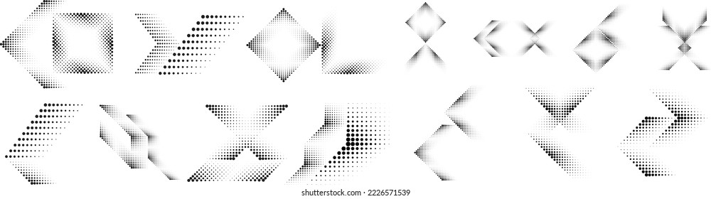 Linear halftone dots .Design elements for posters, social media, promotion,  flyer, covers .Dotted elements .vector illustration