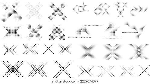 Linear halftone dots .Design elements for posters, social media, promotion,  flyer, covers .Dotted elements .vector illustration