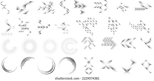 Linear halftone dots .Design elements for posters, social media, promotion,  flyer, covers .Dotted elements .vector illustration