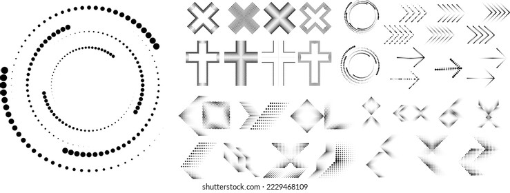 Linear halftone dots .Design elements for posters, social media, promotion,  flyer, covers .Dotted elements .vector illustration