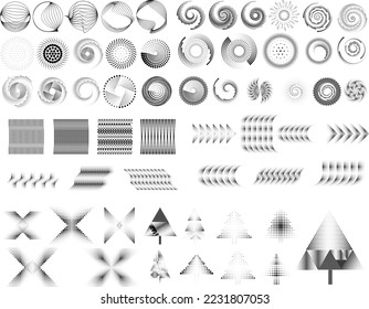 Linear halftone dots .Design elements for posters, social media, promotion,  flyer, covers .Dotted elements .vector illustration