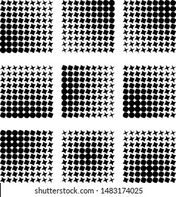 Linear halftone geometric pattern. Monochrome color.