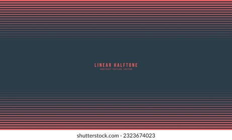 Linear Halftone Pattern Vector Horizontal Border Red Black Stylish Abstract Background. Synthwave Retro Futurism Art Minimalist Style Classy Decoration. Half Tone Textured Contrast Striped Abstraction