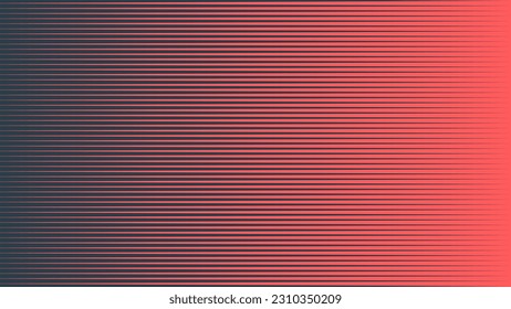 Linear Halftone Pattern Vector Texture Red Black Colour Neat Abstract Background. Retrowave Synthwave Retro Futurism Art Minimalist Style Classy Decoration. Half Tone Textured Striped Abstraction